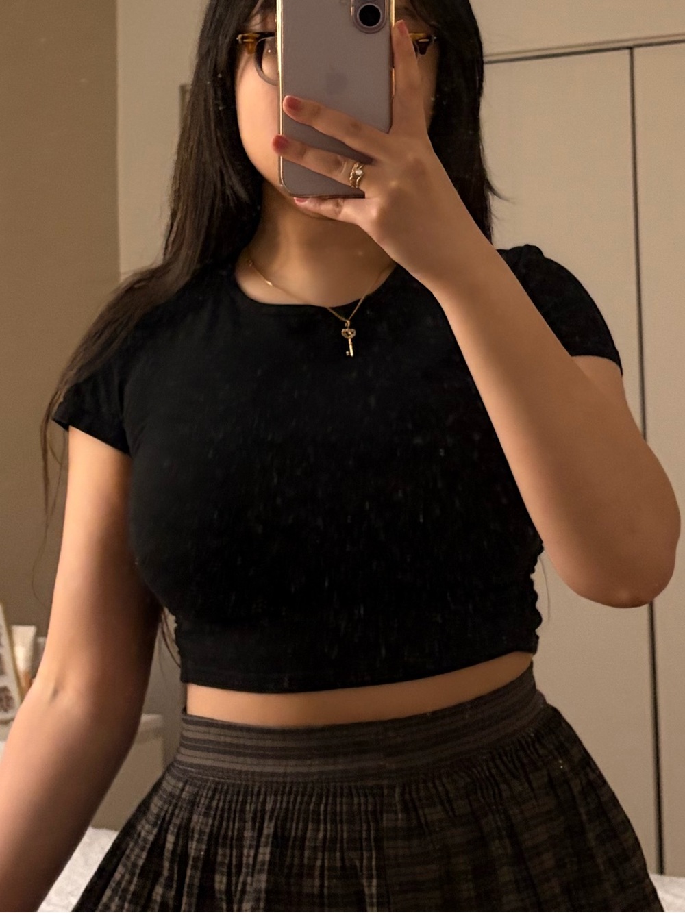 TNA Cropped Tee Ruched Sides - Black